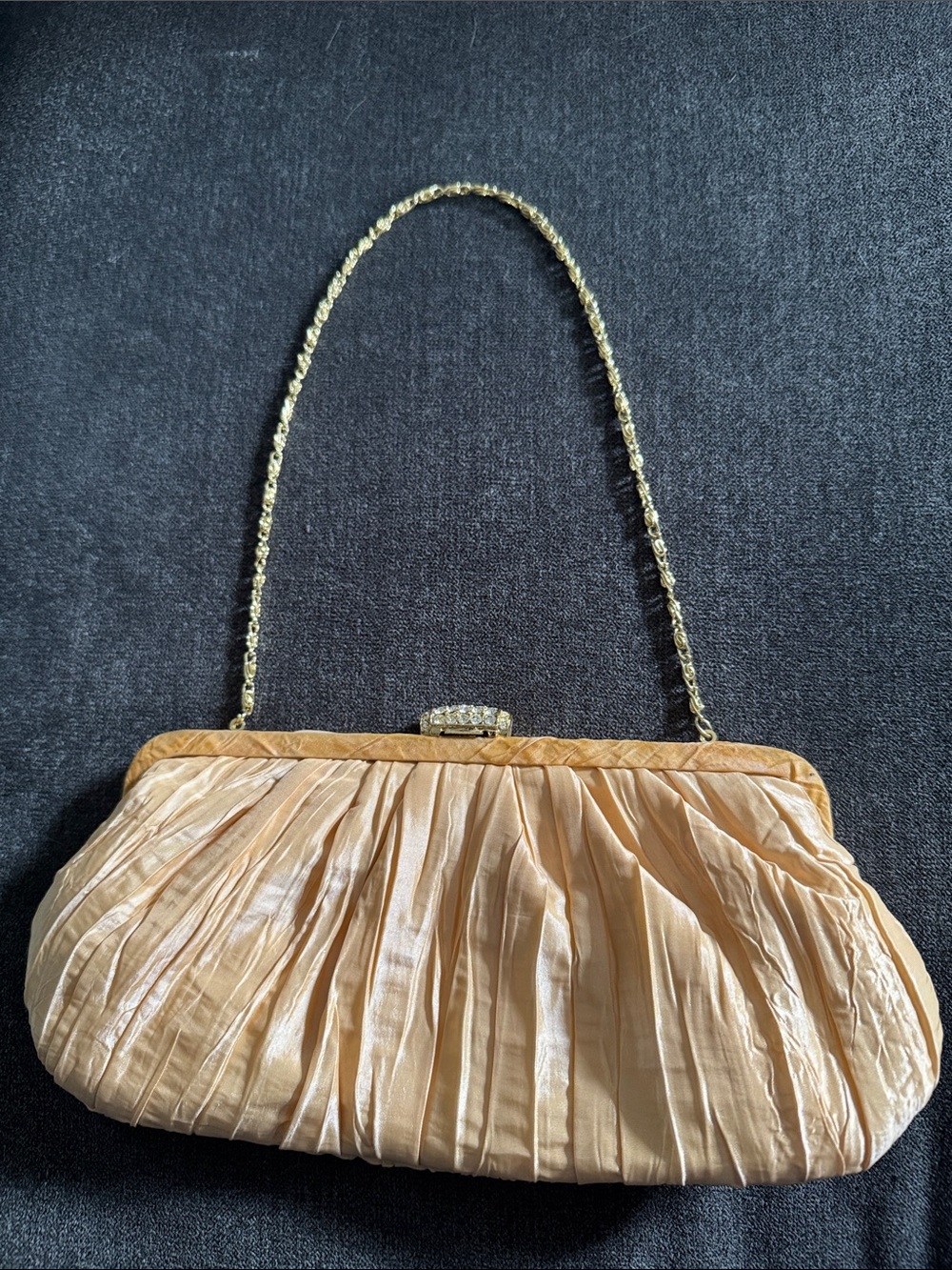Elegant Pleated Evening Clutch in Champagne